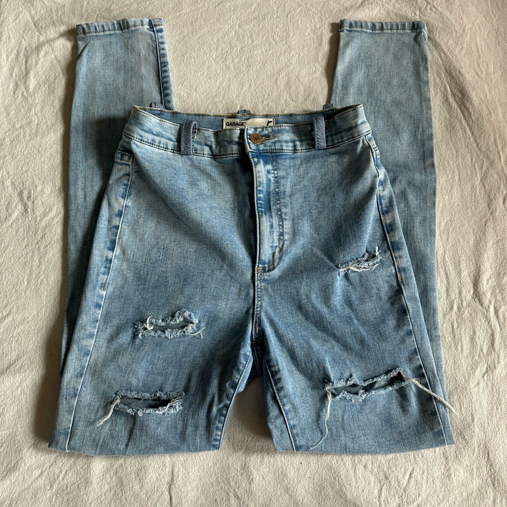 Garage Light Wash Distressed Skinny Jeans